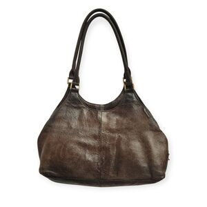 Vintage GAL Great American Leatherworks Embossed Triple Entry Shoulder Bag Black